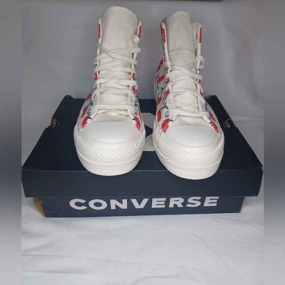 Converse Shoes - Converse Women's White and Red High-Top Sneakers